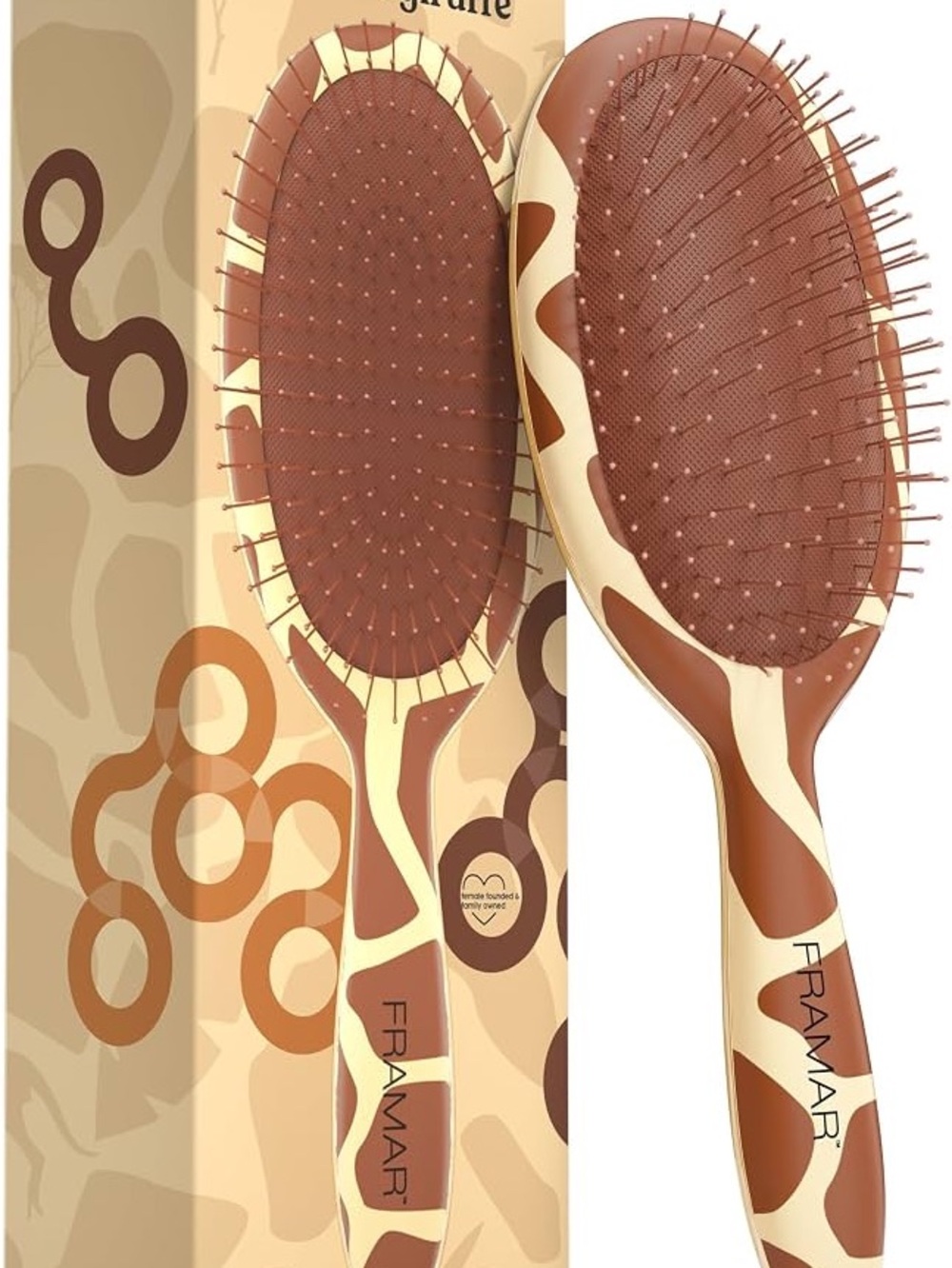 You bet Giraffe Print Cushion Paddle Wet Dry Hair Brush Brown & Cream Detangler